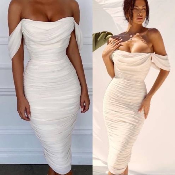 House of CB Dresses & Skirts - House of CB Cream Off-Shoulder Dress